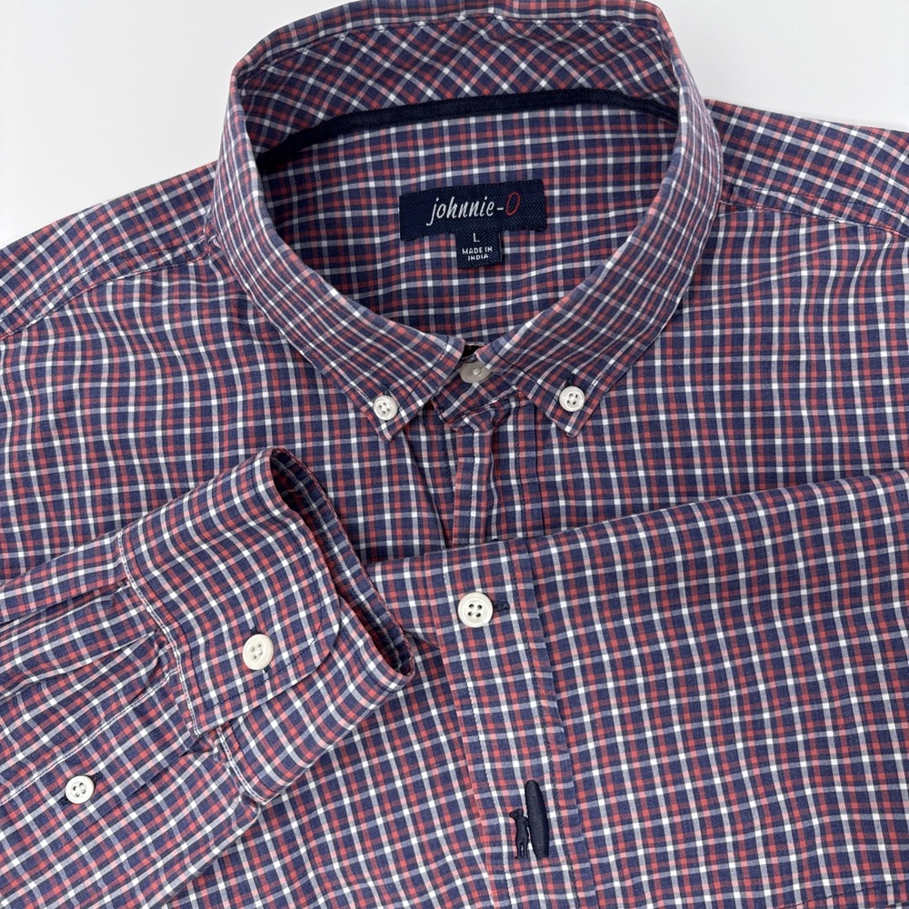 Johnnie-O Long Sleeve Button‎ Down Long Sleeve Gingham Check Men's Large
